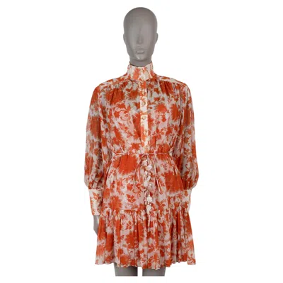 Pre-owned Zimmermann Orange Cotton Silk 2022 Postcard Lantern Floral Dress 0 Xs