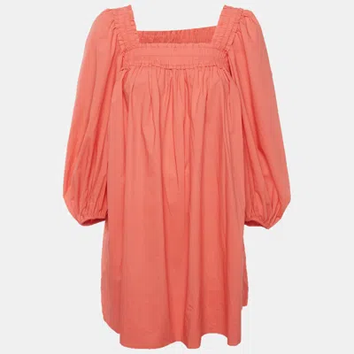 Zimmermann Orange Cotton Smocked Mini Dress