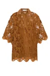 Zimmermann Coco Lace Tunic Top In Biscuit In Brown