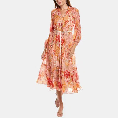 Pre-owned Zimmermann Orange Silkblend Midi Dress