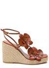 Zimmermann Heel Wedge Sandals Floral Embellishment In Brown