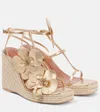 Zimmermann Orchid 110 Metallic Leather Wedge Sandals In Gold