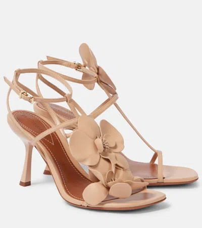 Zimmermann Orchid 85 Leather Sandals In Beige