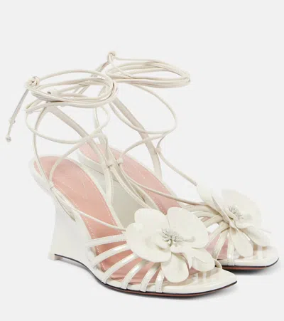 Zimmermann Orchid 85 Leather Wedge Sandals In Blue