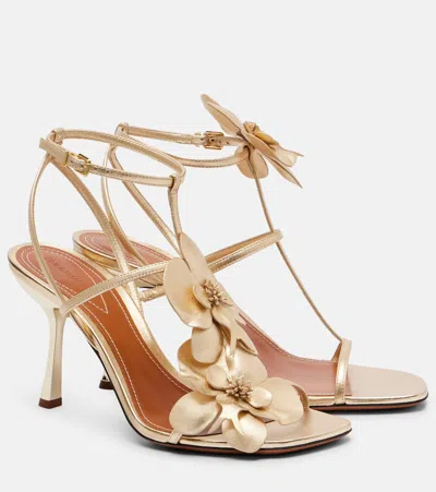 Zimmermann Orchid 85 Metallic Leather Sandals In Gold