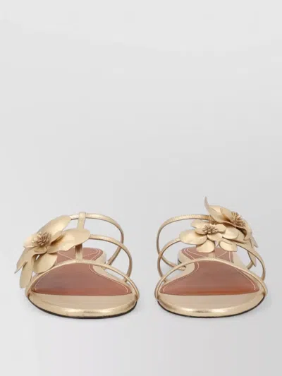 Zimmermann Orchid Flat Sandal Metallic Straps Floral In Gold