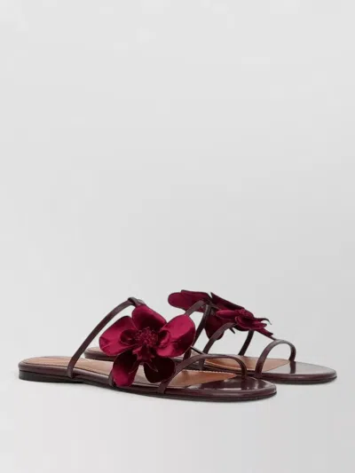Zimmermann Orchid Leather Sandals Flat Sole Multistrap In Burgundy