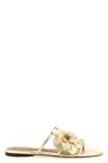Zimmermann Orchid Flat Sandal Metallic Straps Floral In Gold
