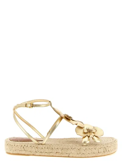 Zimmermann Orchid-embellished Espadrille Sandal In Gold