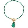 Zimmermann Womens Antique Gold Malachite Ore 16ct Gold-plated Brass Malachite Pendant Necklace In Blue