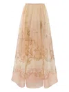 Zimmermann Hypnotic Printed Silk-organza Midi Skirt In Neutral