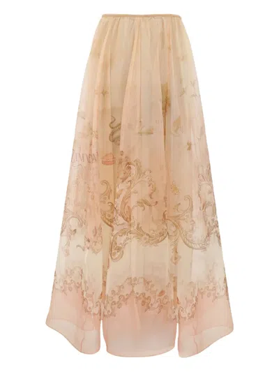 ZIMMERMANN ORGANZA PRINTED MAXI SKIRT