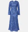 Zimmermann Ottie Open-back Bead-embellished Paisley-print Linen Maxi Dress In Blue