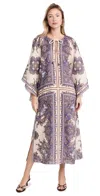 ZIMMERMANN OTTIE CAFTAN MIDI DRESS PURPLE PAISLEY