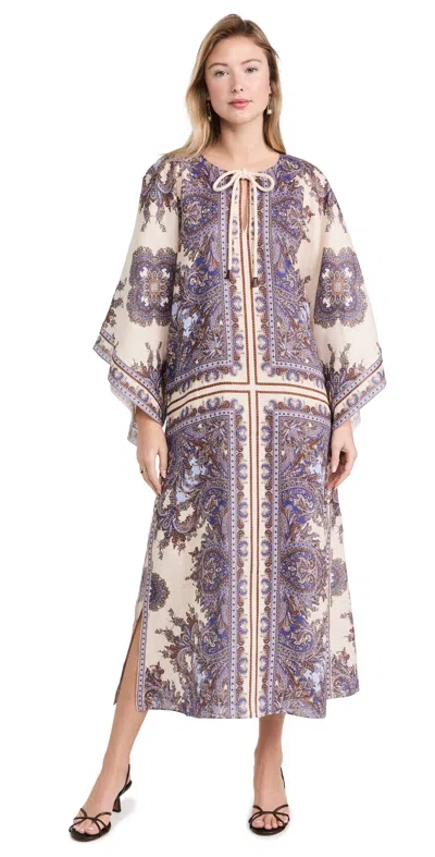 Zimmermann White Paisley Print Linen Ottie Kaftan Dress