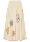 Zimmermann Ottie Guipure Lace-trimmed Cotton Midi Skirt In Multicoloured 1
