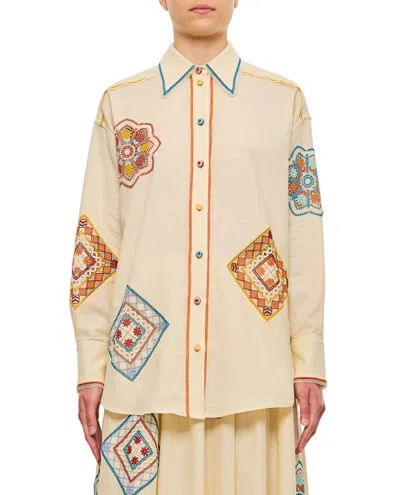 Zimmermann Ottie Guipure Lace-trimmed Cotton Shirt In Multicoloured 1