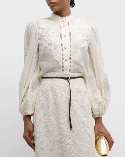 Zimmermann Ottie Embroidered Blouse In White