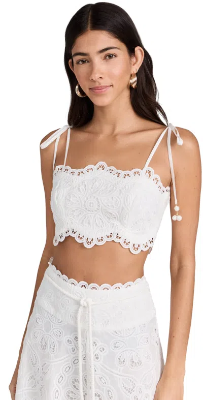 Zimmermann Bustier Aus Guipure-spitze Aus Baumwolle Mit Verzierung In White