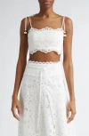 ZIMMERMANN OTTIE EMBROIDERED GUIPURE LACE CROP TOP