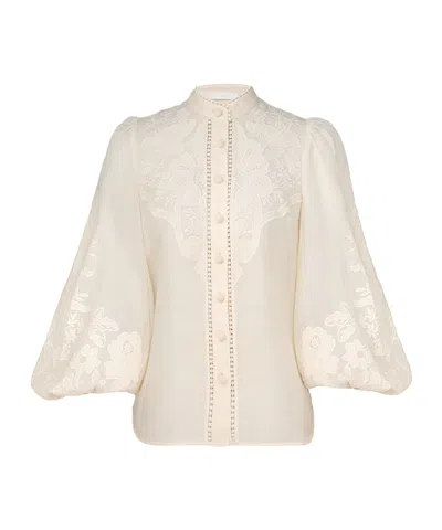 Zimmermann Ottie Embroidered Blouse In Beige