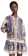 Zimmermann Ottie Eyelet Paisley Print Mini Dress In Purple Paisley