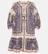 Zimmermann Ottie Eyelet Paisley Print Mini Dress In Purple
