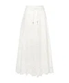 Zimmermann Ottie Flared Embroidered Cotton Maxi Skirt In White