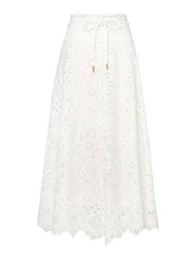 Zimmermann Ottie Flared Skirt In Ivory In White