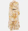 Zimmermann Ramie Shirt Dress Flower Print In Orange Floral