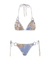 Zimmermann Ottie Lycra Ring Triangle Bikini Set In Multicolor