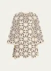 Zimmermann Minikleid Aus Guipure-spitze Aus Einer Baumwollmischung Mit Muschelsaum In Cream/black