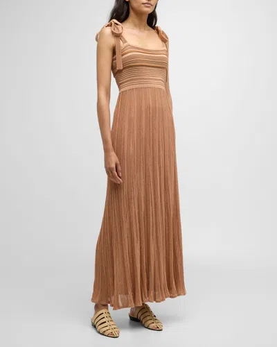 Zimmermann Women's Ottie Metallic Tie-strap Maxi Dress In Rose