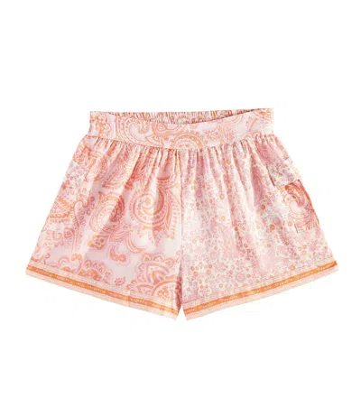 Zimmermann Kids' Girls Pink Cotton Paisley Print Shorts