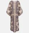Zimmermann Paisley Print Linen Midi Dress In Purple