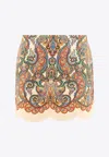 Zimmermann Ottie Scalloped Paisley-print Linen Mini Skirt In Multicolor