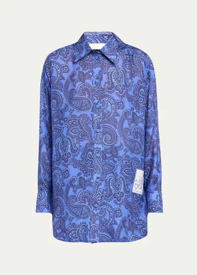 Zimmermann Ottie Paisley Relaxed Shirt In Blue Paisley