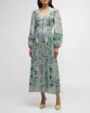 Zimmermann Multicolor Paisley Print Linen Midi Dress In Green Paisley