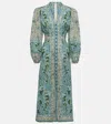 Zimmermann Multicolor Paisley Print Linen Midi Dress In Blau