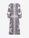 Zimmermann Paisley Print Linen Midi Dress In Purple Paisley