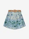 Zimmermann Ottie Belted Pleated Printed Linen Shorts In Green Paisley