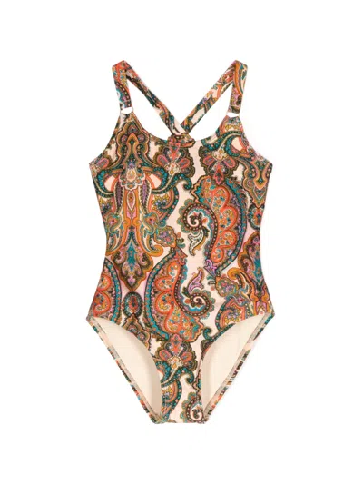 Zimmermann Kids' Ottie Printed Swimsuit In Neutrals