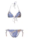 Zimmermann Ottie Lycra Ring Triangle Bikini Set In Blue