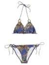 Zimmermann Ottie Lycra Ring Triangle Bikini Set In Blue