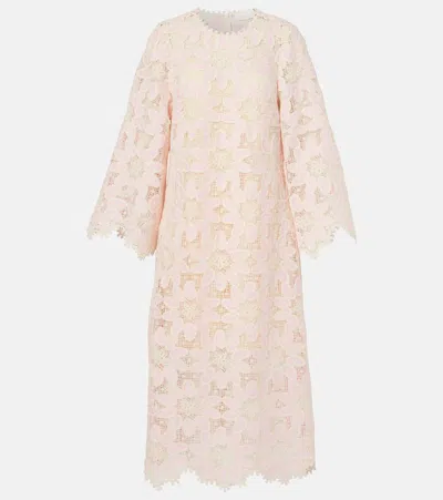 Zimmermann Ottie Lace Midi Dress In Pink