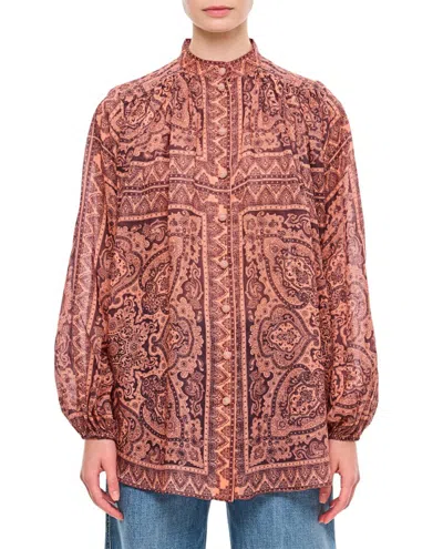 Zimmermann Ottie Paisley-print Ramie Shirt In Multi