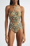 Zimmermann Ottie Paisley Print Halterneck One-piece Swimsuit In Multi Paisley