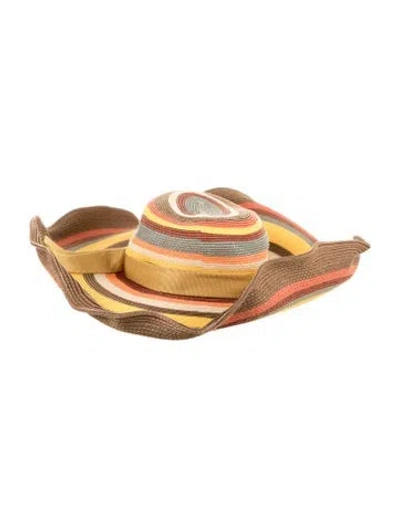 Pre-owned Zimmermann Oversized Brim Sun Hat In Brown/orange