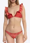 Zimmermann Paisley Bandana Print Ruffled Bikini In Red