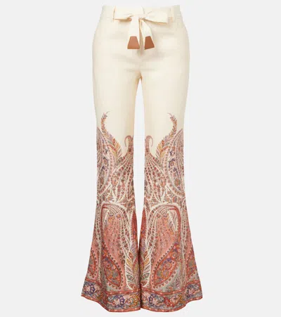 ZIMMERMANN PAISLEY LINEN FLARED PANTS